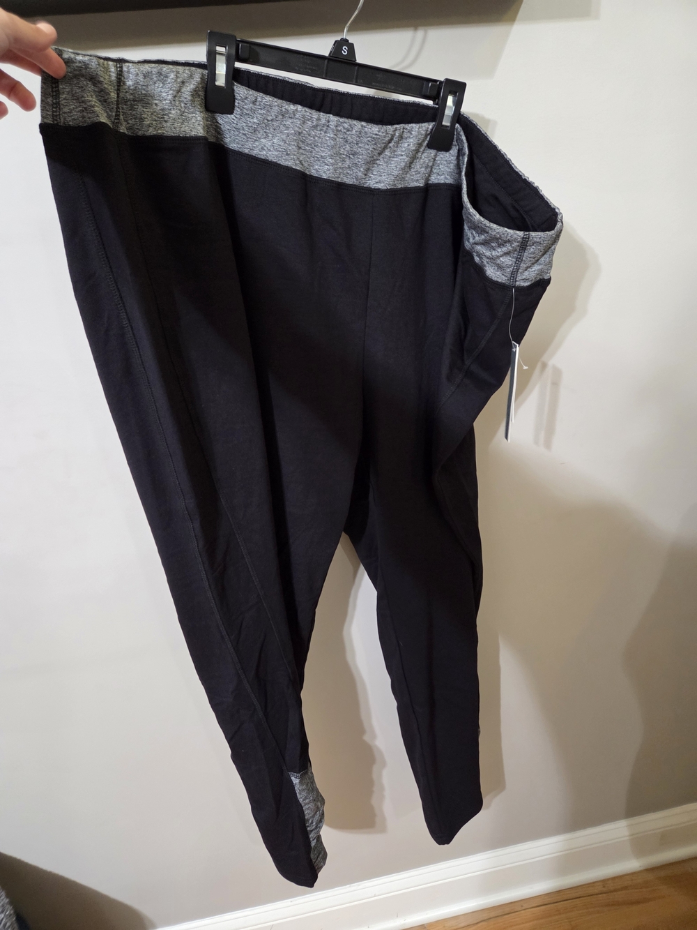 Women's Black Leggings with Heather Gray Waistband